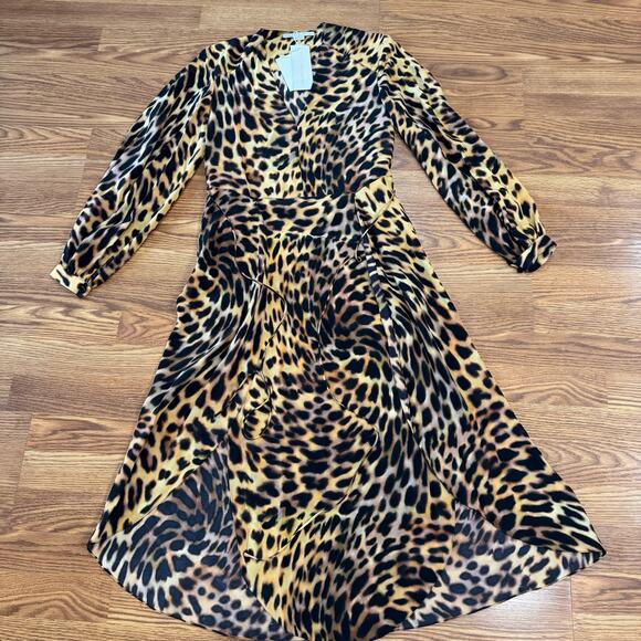 Stella McCartney leopard-print long sleeve midi silk dress 38 / XS - Picture 11 of 15